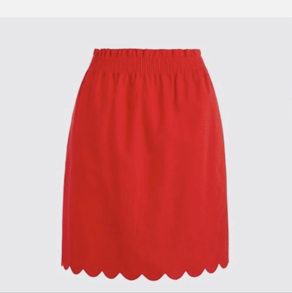 J.CREW Red Scalloped Hem Pull On Skirt - Size 12
